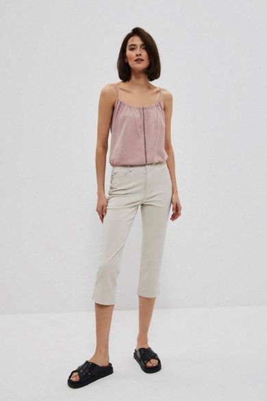 Spodnie materiałowe damskie, beżowe, Moodo