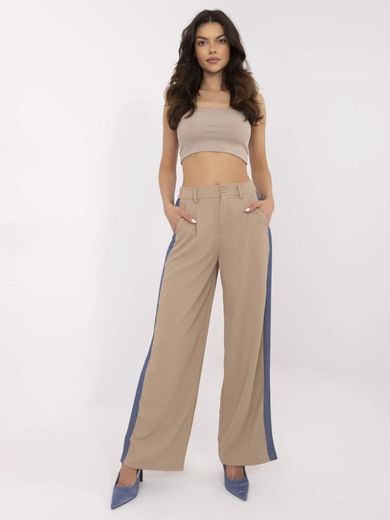 Spodnie materiałowe damskie, beżowe, Vinceotto