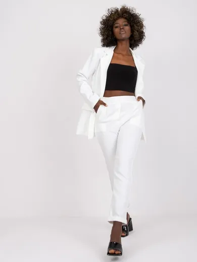 Spodnie materiałowe damskie, białe, Italy Moda
