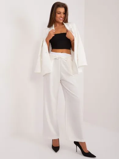 Spodnie materiałowe damskie, białe, Italy Moda