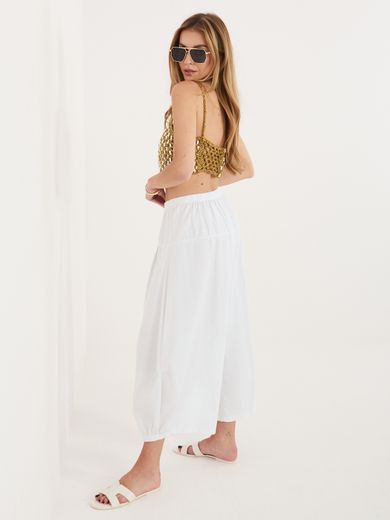 Spodnie materiałowe damskie, białe, Italy Moda