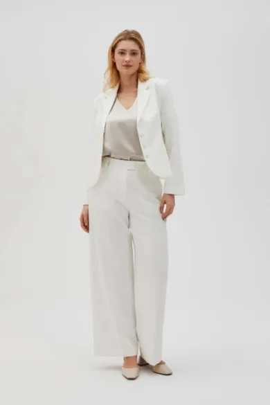 Spodnie materiałowe damskie, białe, Moodo