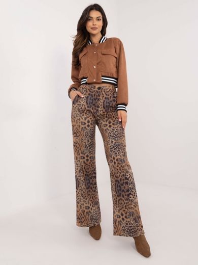 Spodnie materiałowe damskie, brązowe, Lakerta