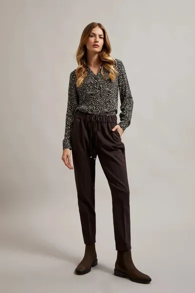 Spodnie materiałowe damskie, brązowe, Moodo