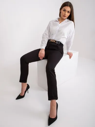 Spodnie materiałowe damskie, czarne, Italy Moda