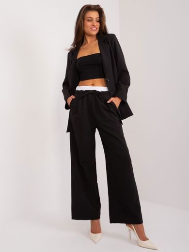 Spodnie materiałowe damskie, czarne, Italy Moda