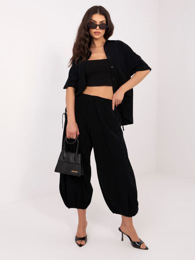 Spodnie materiałowe damskie, czarne, Italy Moda