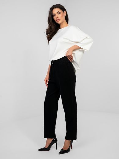 Spodnie materiałowe damskie, czarne, Italy Moda