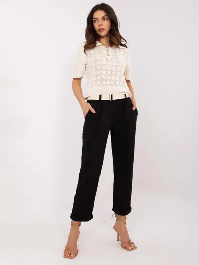 Spodnie materiałowe damskie, czarne, Italy Moda