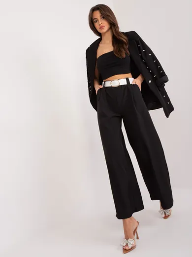 Spodnie materiałowe damskie, czarne, Italy Moda
