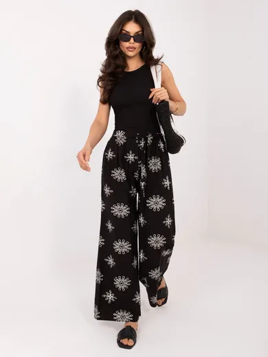 Spodnie materiałowe damskie, czarne, Italy Moda