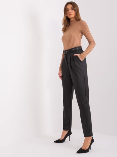 Spodnie materiałowe damskie, czarne, Lakerta