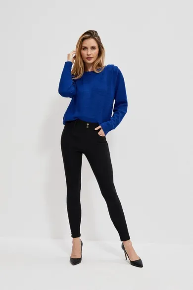 Spodnie materiałowe damskie, czarne, Moodo