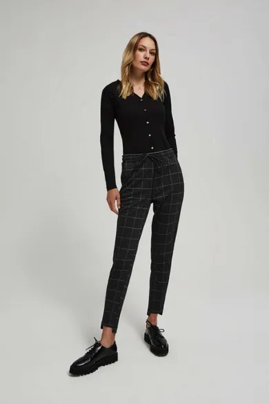 Spodnie materiałowe damskie, czarne, Moodo