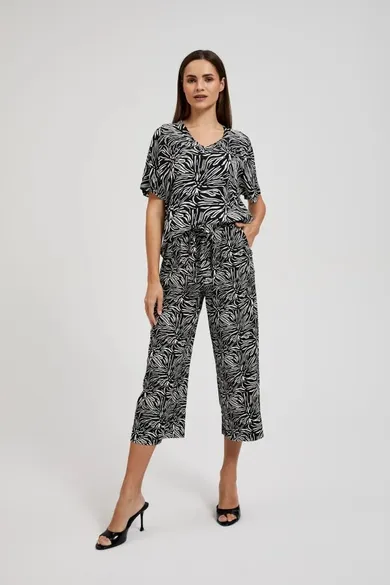 Spodnie materiałowe damskie, czarne, Moodo