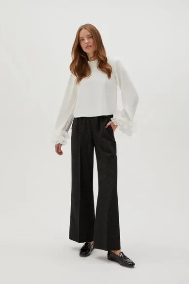 Spodnie materiałowe damskie, czarne, Moodo