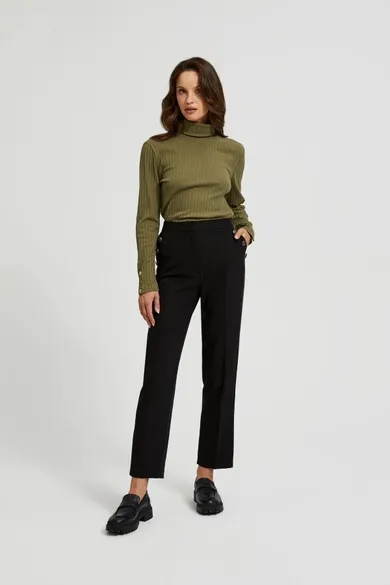 Spodnie materiałowe damskie, czarne, Moodo