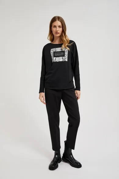 Spodnie materiałowe damskie, czarne, Moodo