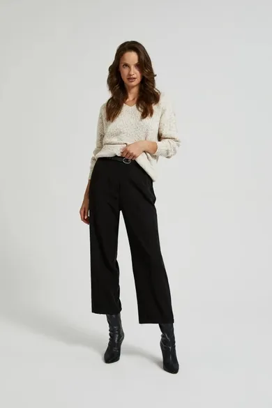 Spodnie materiałowe damskie, czarne, Moodo