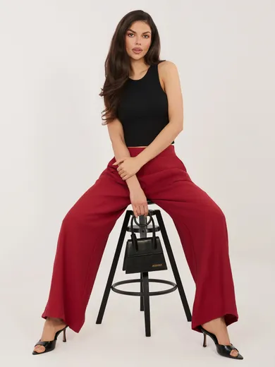 Spodnie materiałowe damskie, czerwone, Sublevel