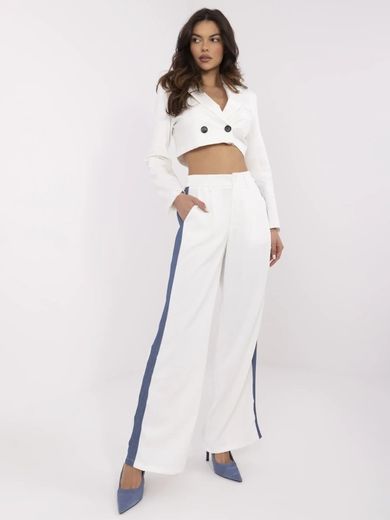 Spodnie materiałowe damskie, ecru, Vinceotto