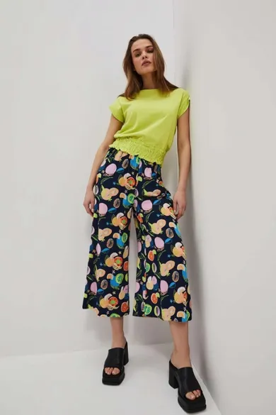 Spodnie materiałowe damskie, granatowe, Moodo