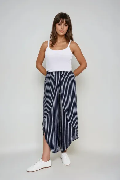 Spodnie materiałowe damskie, granatowe, Moodo