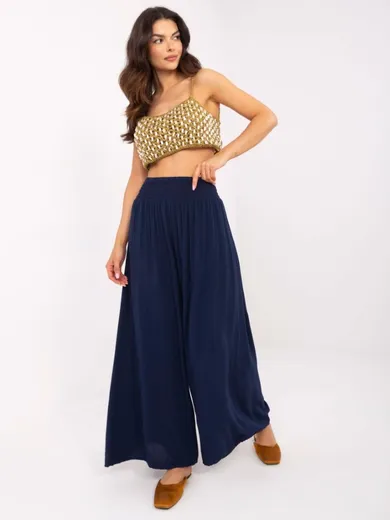 Spodnie materiałowe damskie, granatowe, Och Bella