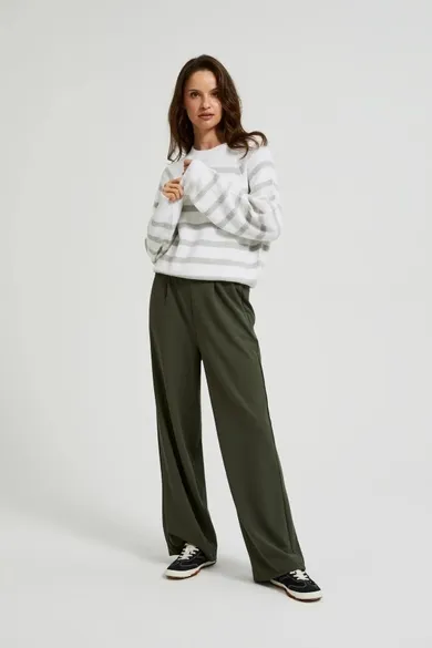 Spodnie materiałowe damskie, khaki, Moodo