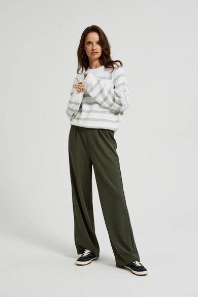 Spodnie materiałowe damskie, khaki, Moodo