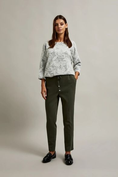 Spodnie materiałowe damskie, khaki, Moodo