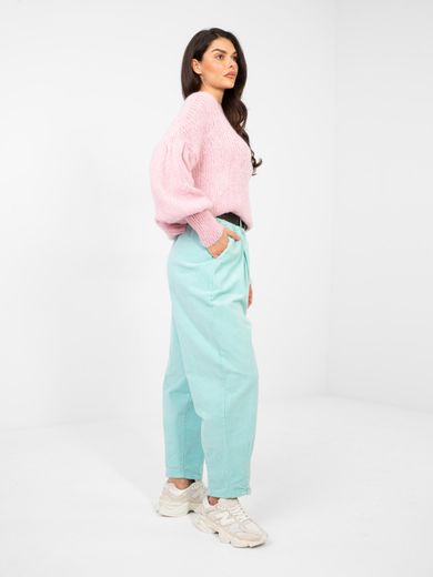 Spodnie materiałowe damskie, miętowe, Italy Moda