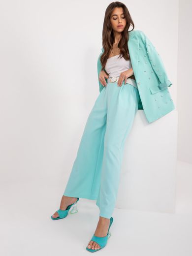 Spodnie materiałowe damskie, miętowe, Italy Moda