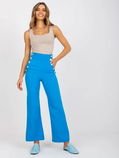 Spodnie materiałowe damskie, niebieskie, Italy Moda