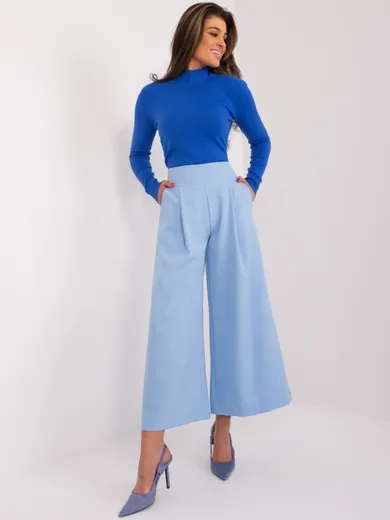 Spodnie materiałowe damskie, niebieskie, Italy Moda