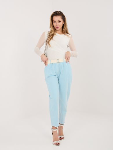 Spodnie materiałowe damskie, niebieskie, Italy Moda