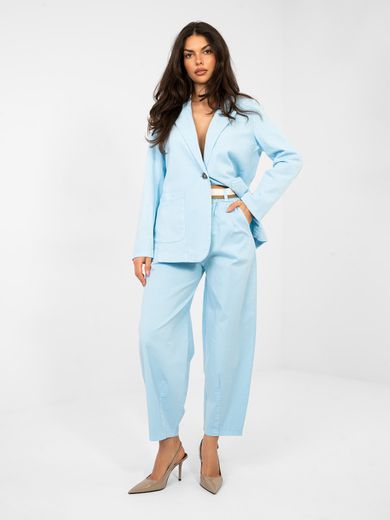 Spodnie materiałowe damskie, niebieskie, Italy Moda