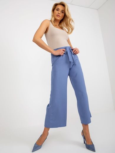 Spodnie materiałowe damskie, niebieskie, Lakerta