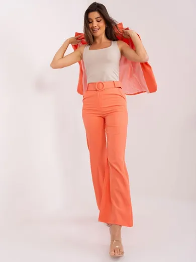 Spodnie materiałowe damskie, pomarańczowe, Italy Moda