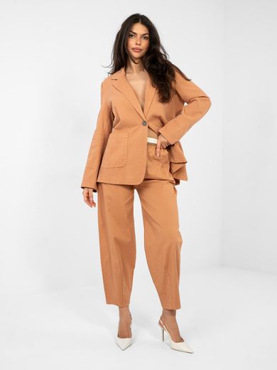 Spodnie materiałowe damskie, pomarańczowe, Italy Moda