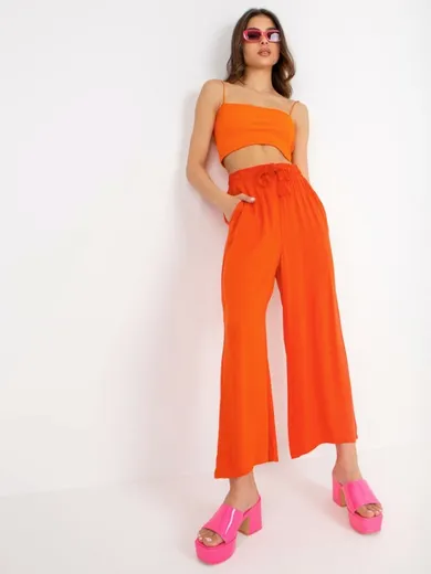 Spodnie materiałowe damskie, pomarańczowe, Sublevel