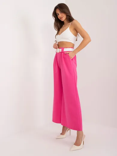 Spodnie materiałowe damskie, różowe, Italy Moda
