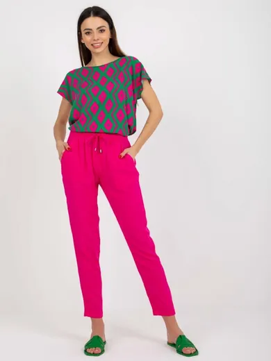 Spodnie materiałowe damskie, różowe, Sublevel