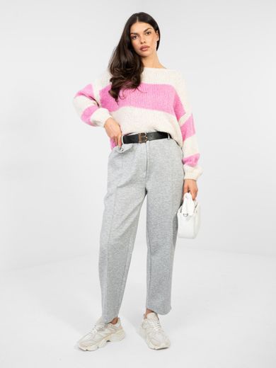 Spodnie materiałowe damskie, szare, Italy Moda