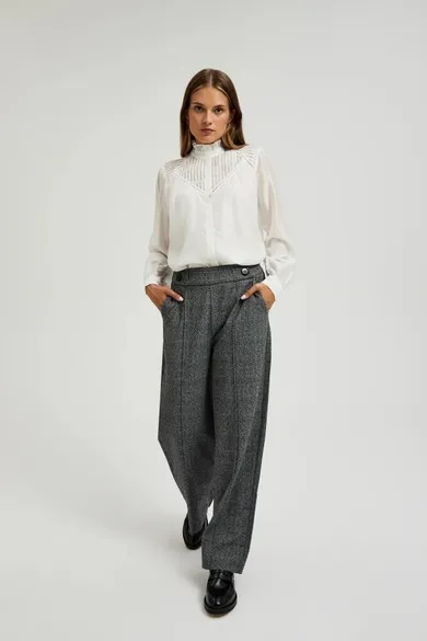 Spodnie materiałowe damskie, szare, Moodo