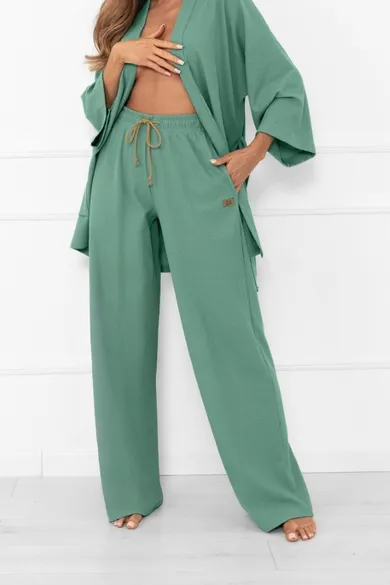 Spodnie materiałowe damskie, zielone, Bono, Italian Fashion