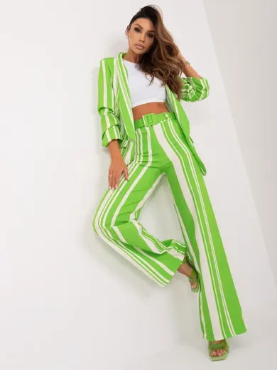 Spodnie materiałowe damskie, zielone, Italy Moda