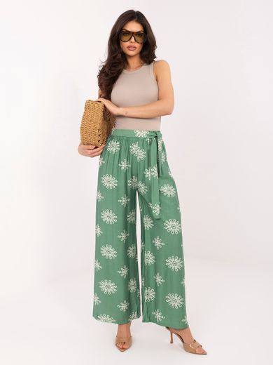 Spodnie materiałowe damskie, zielone, Italy Moda