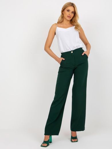 Spodnie materiałowe damskie, zielone, Lakerta