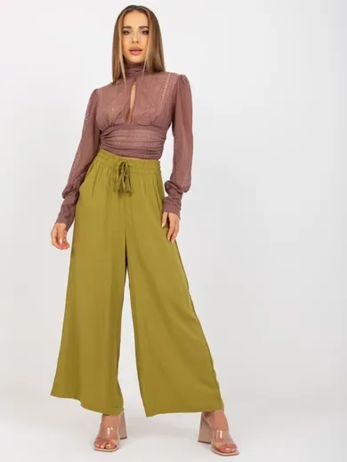 Spodnie materiałowe damskie, zielone, Sublevel